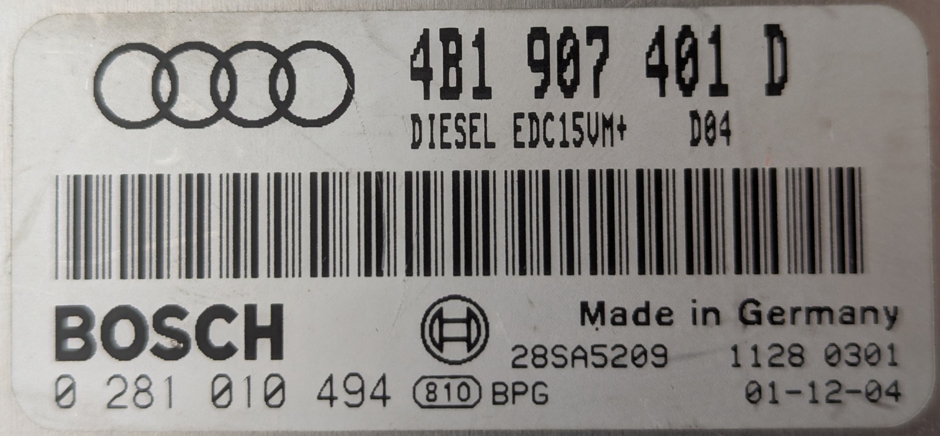 Označenie riadiacej jednotky motora Audi A6 2.5 TDI 114 kw AYM